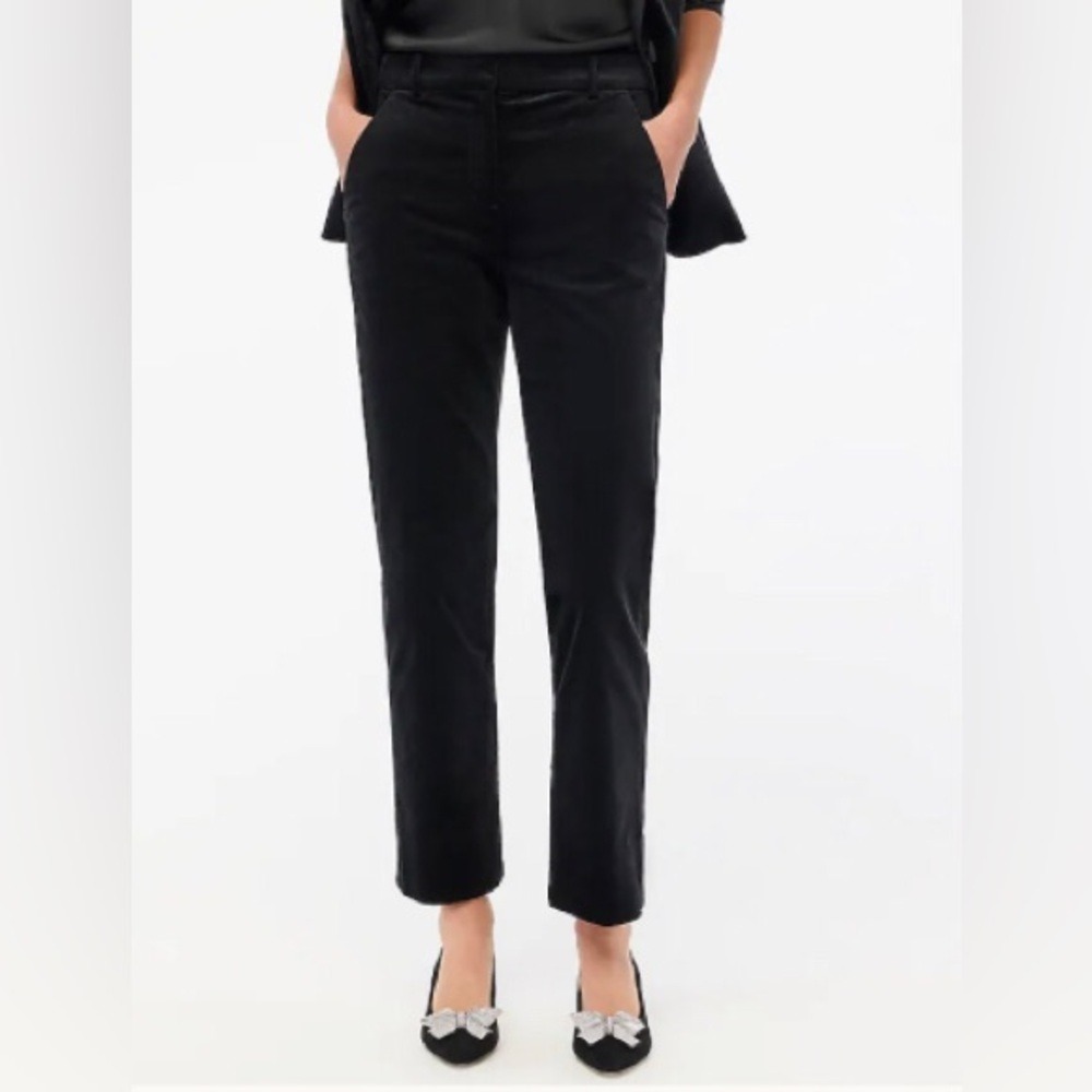 J.Crew Women's 16 Velvet Kallie Black Straight Leg Pant NEW